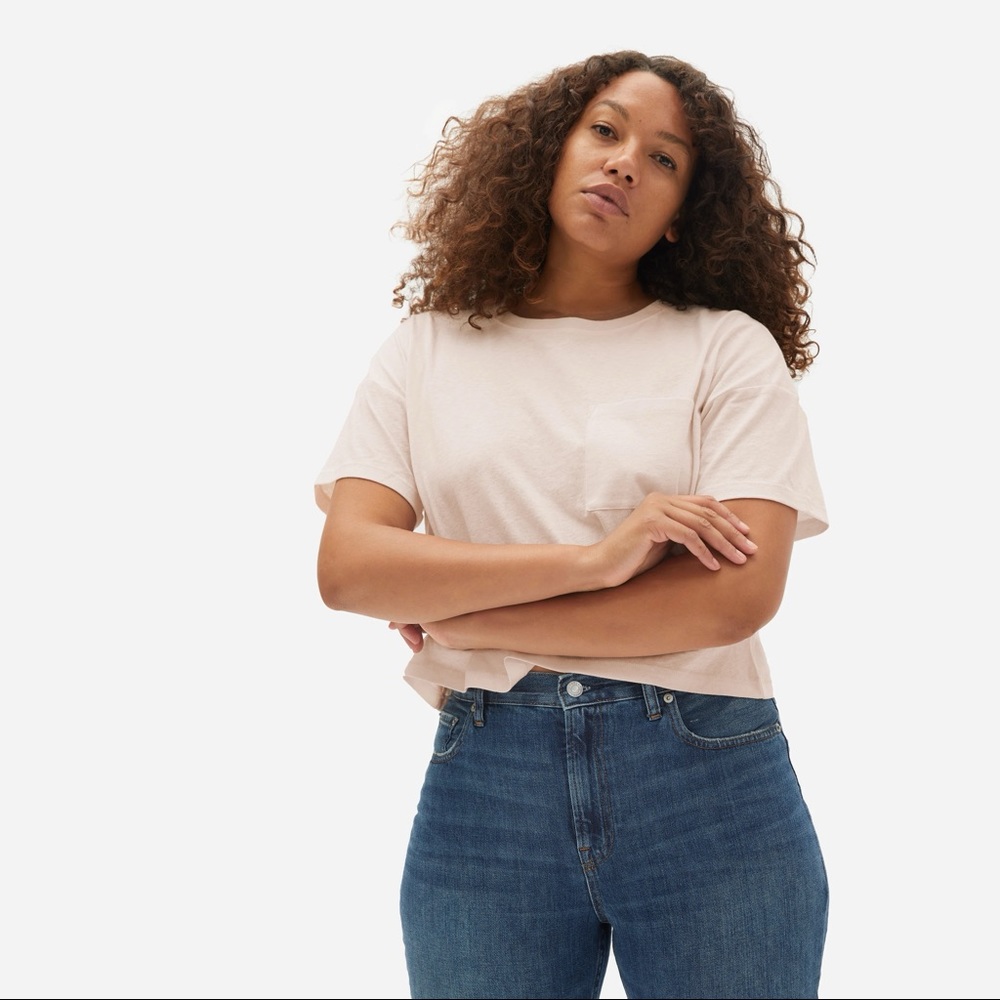 Everlane ReCotton Cropped Pocket Tee Pale Pink